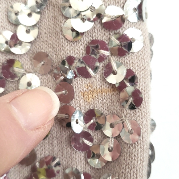 H&M Beige & Silver Sequin Knit 3/4 Sleeve Cropped Retro Inspired ♥ Cardi… - Picture 13 of 15